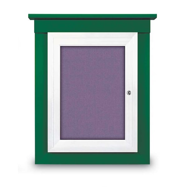60"x48" 2-Door Enclosed Letterboard, Blue Vinyl/Walnut